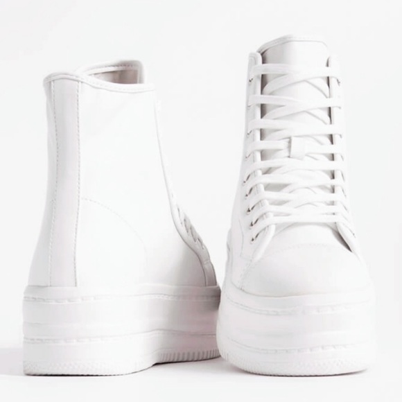 NIB White Vegan Leather High Top Platform Sneakers - Picture 8 of 9